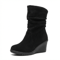 Santiag basse noir Daim Femme - Talon compensé élégant et confort 2