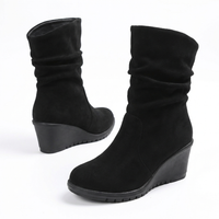 Santiag basse noir Daim Femme - Talon compensé élégant et confort 1