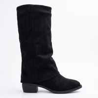 Santiag haute noir Daim Synthétique Femme - Silhouette élégante avec bout arrondi 2