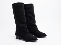 Santiag haute noir Daim Synthétique Femme - Silhouette élégante avec bout arrondi 1