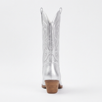 Santiag mi-haute argenté Simili Cuir Femme - Motifs western élégants et talon biseauté 3