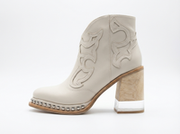 Santiag mi-haute blanc Simili Cuir Femme - Chelsea élégante avec broderies et clous 2