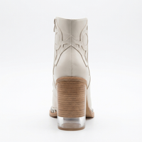 Santiag mi-haute blanc Simili Cuir Femme - Chelsea élégante avec broderies et clous 4