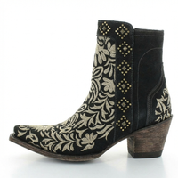 Santiag mi-haute noir Synthétique Femme - Broderies florales dorées et cloutées distinctives 2
