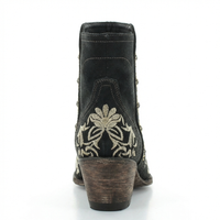 Santiag mi-haute noir Synthétique Femme - Broderies florales dorées et cloutées distinctives 3