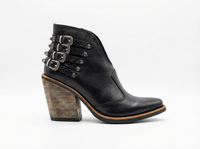 Santiag mi-haute noir Cuir Femme - Motif python et boucles argentées 2