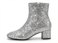 Bottine à talon argenté à paillettes Synthétique Femme - Santiags argentées à paillettes étincelantes 2