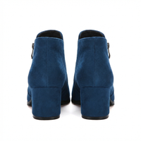 Bottine à talon bleu Daim Synthétique Femme - Santiags élégantes avec fermeture éclair argentée 3