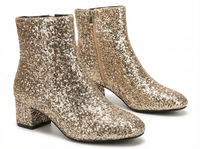 Bottine à talon doré à paillettes Synthétique Femme - Santiags dorées glamour à paillettes 1