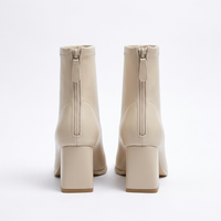 Bottine beige Simili Cuir Femme - Bottes santiags modernes avec bout carré 4