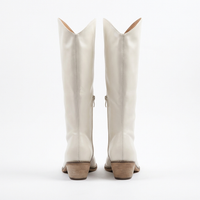 Santiag mi-haute blanc PU Femme - Style moderne avec bout pointu 3