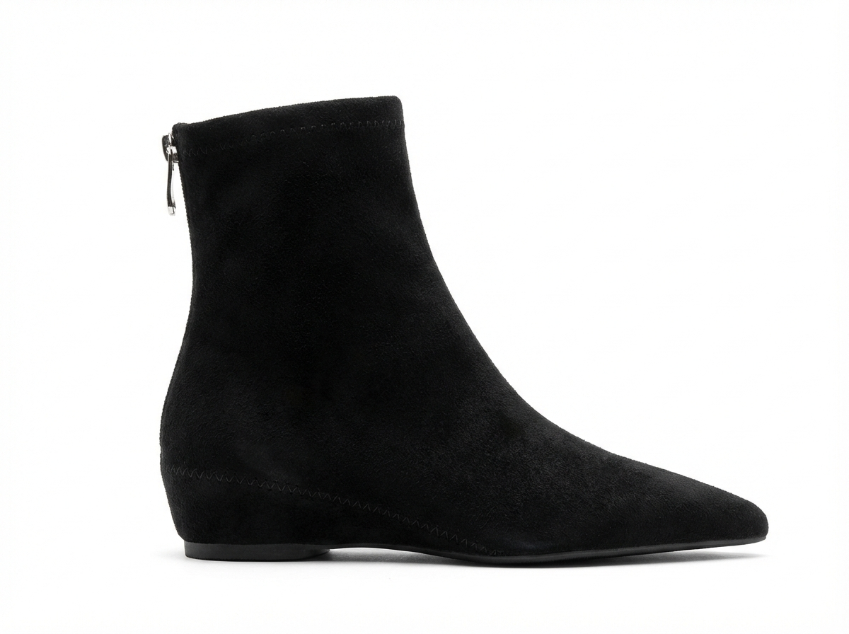 Bottine noir Daim Femme - Bottes santiags chic en daim noir 2