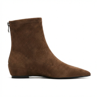 Bottine marron Daim Femme - Bout pointu et fermeture éclair arrière 2