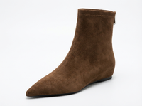 Bottine marron Daim Femme - Bout pointu et fermeture éclair arrière 1