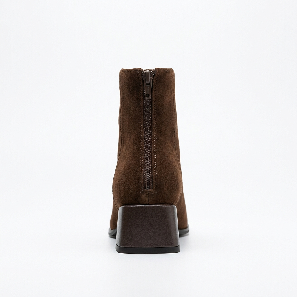 Bottine à talon marron Daim Femme - Santiags minimalistes en daim brun élégant 3