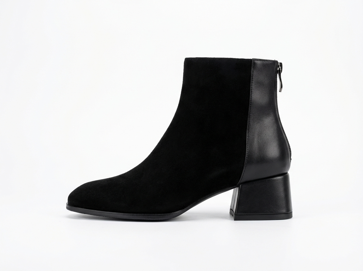 Bottine à talon noir Daim Femme - Santiags noires élégantes et modernes 2