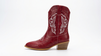 Santiag mi-haute rouge Simili Cuir Femme - Élégantes avec broderies traditionnelles rouges 2