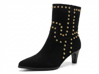 Santiag basse noir Synthétique Femme - Clous dorés et talon évasé chic 1