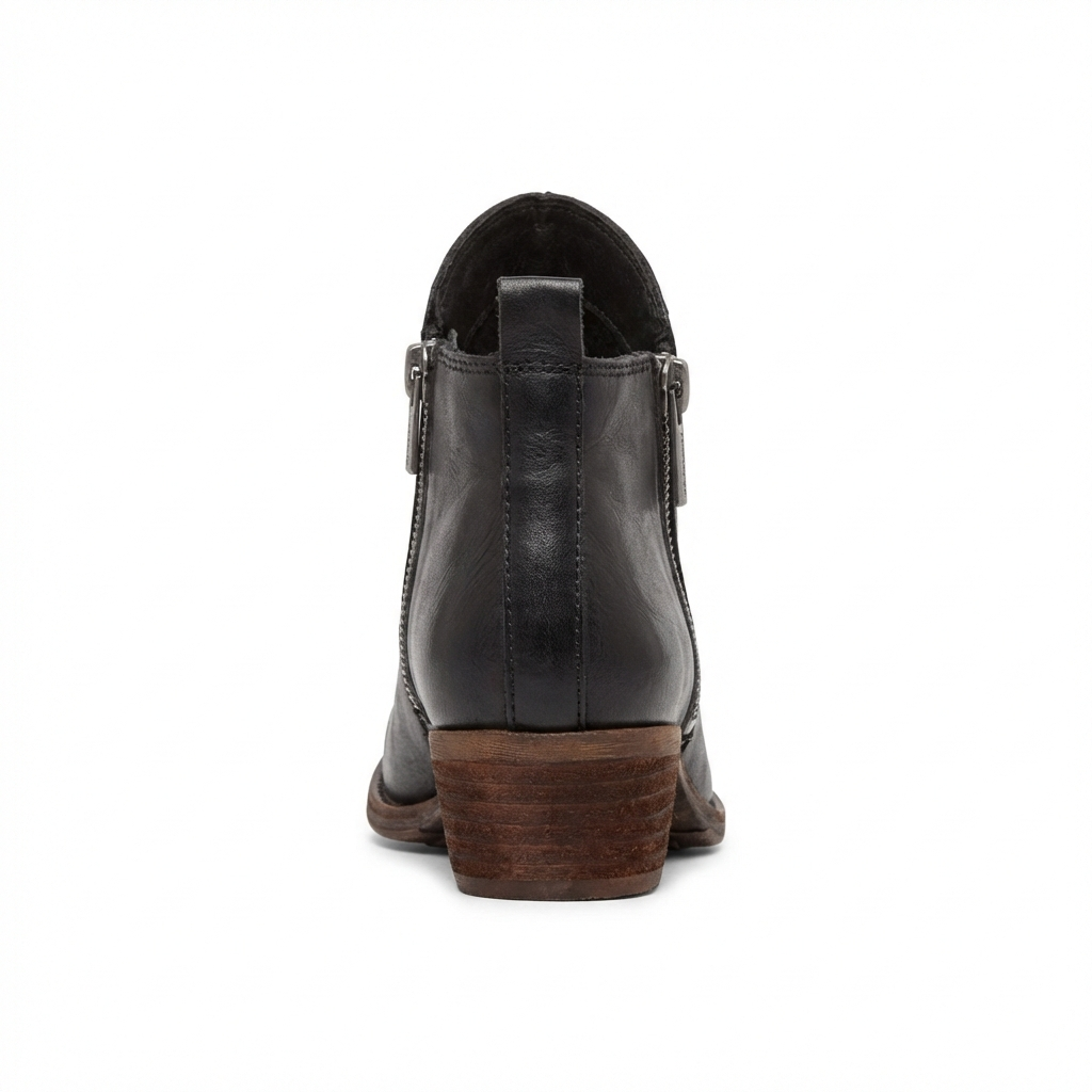 Santiag mi-haute noir Simili Cuir Femme - Design épuré avec fermeture éclair latérale 3
