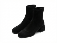 Bottine à talon noir Daim Synthétique Femme - Style western moderne avec bout carré 1