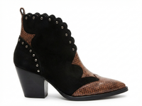 Santiag mi-haute noir Simili Cuir Femme - Motif python et rivets audacieux 2