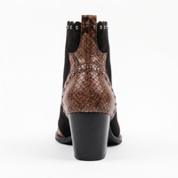Santiag mi-haute noir Simili Cuir Femme - Motif python et rivets audacieux 4