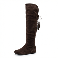 Botte haute marron foncé Daim Femme - Santiags marron foncé avec lacets latéraux 2