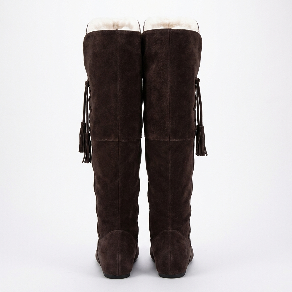 Botte haute marron foncé Daim Femme - Santiags marron foncé avec lacets latéraux 3