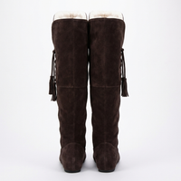 Botte haute marron foncé Daim Femme - Santiags marron foncé avec lacets latéraux 3