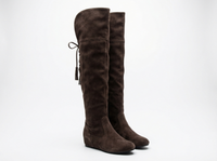 Botte haute marron foncé Daim Femme - Santiags marron foncé avec lacets latéraux 1
