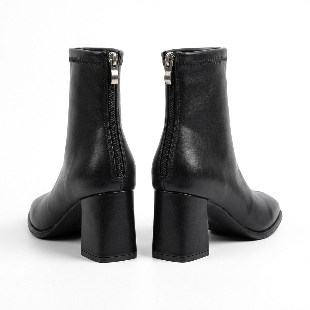 Bottine chelsea noir Simili Cuir Femme - Bout carré moderne et élégant 3