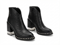 Santiag basse noir Synthétique Femme - Broderies western et clous métalliques audacieux 1