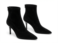 Bottine à talon noir Daim Synthétique Femme - Bottines santiags modernes à talons aiguilles 1