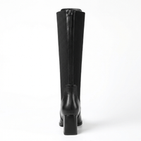 Botte haute noir Simili Cuir Femme - Style western moderne avec talon carré 4