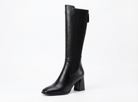 Botte haute noir Simili Cuir Femme - Style western moderne avec talon carré 1