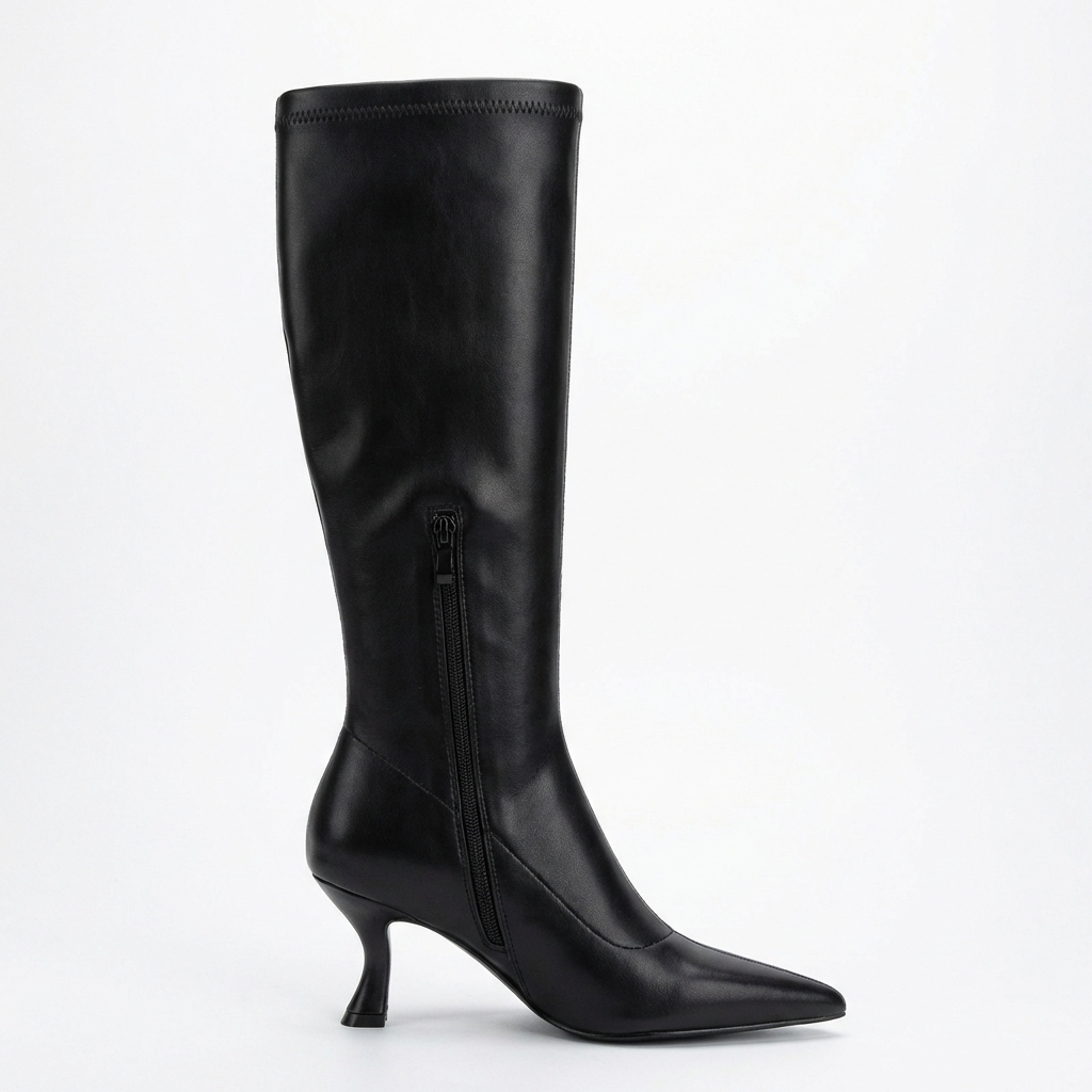 Botte haute noir Simili Cuir Femme - Santiags modernes élégance noire urbaine