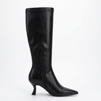Botte haute noir Simili Cuir Femme - Santiags modernes élégance noire urbaine 1