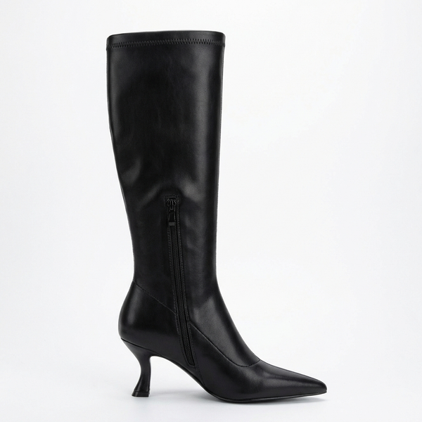 Botte haute noir Simili Cuir Femme - Santiags modernes élégance noire urbaine - side_view