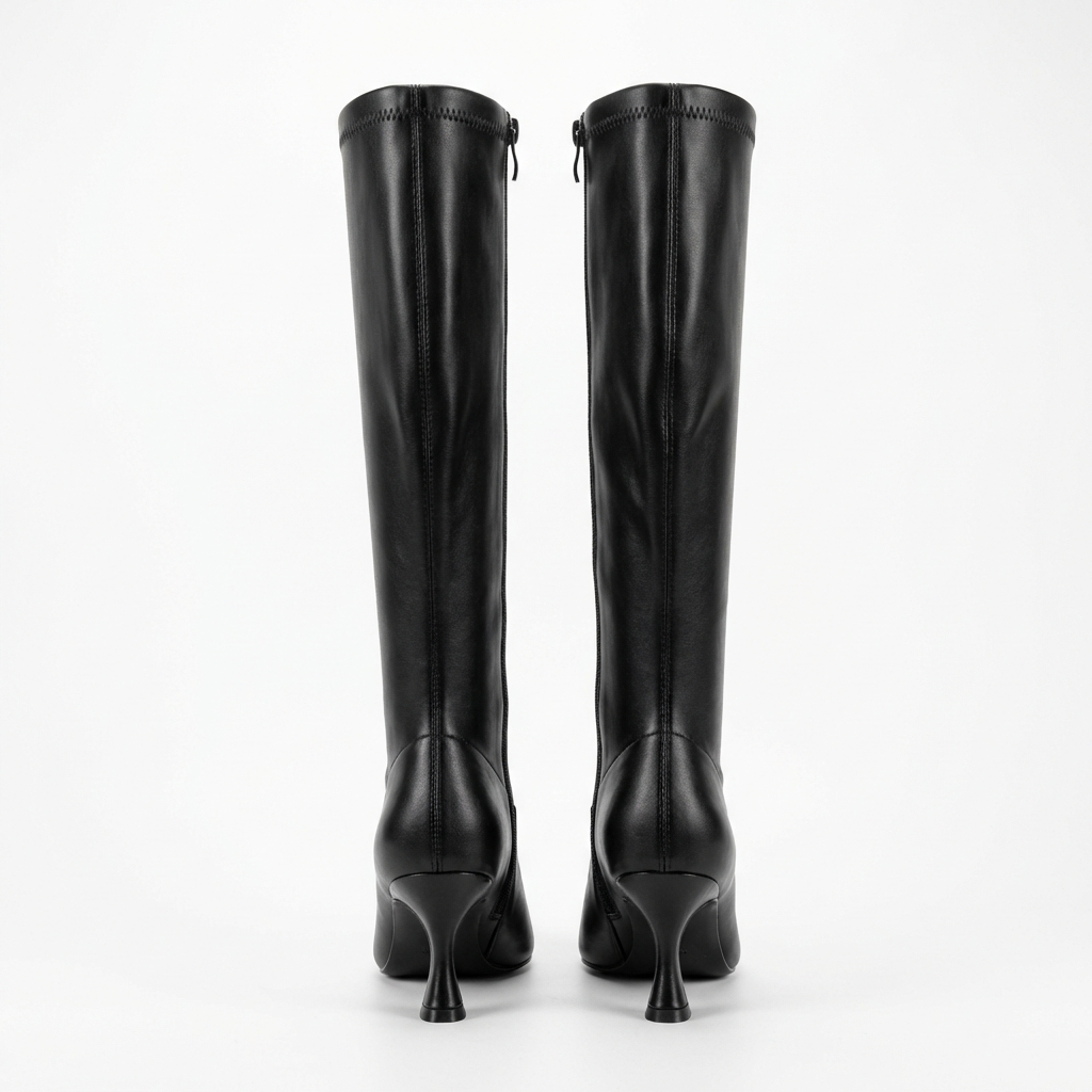 Botte haute noir Simili Cuir Femme - Santiags modernes élégance noire urbaine 3