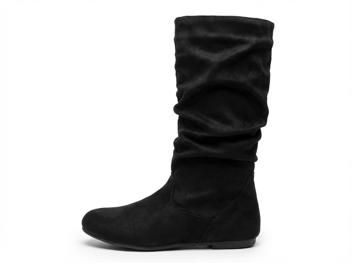 Santiag mi-haute noir Simili Cuir Femme - Silhouette épurée à bout arrondi élégant 2