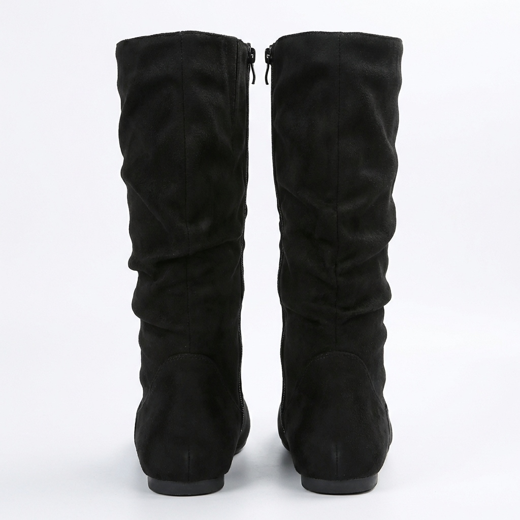 Santiag mi-haute noir Simili Cuir Femme - Silhouette épurée à bout arrondi élégant 4