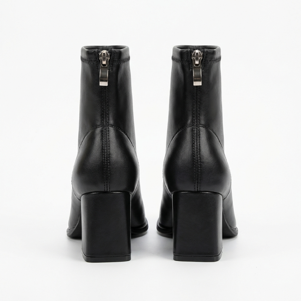 Bottine chelsea noir Simili Cuir Femme - Bout carré moderne et élégant 4