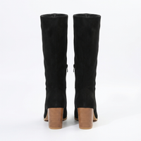 Santiag mi-haute noir Daim Synthétique Femme - Talons carrés et fourrure fausse élégante 5