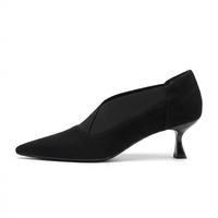 Bottine à talon noir Synthétique Femme - Élégance minimaliste avec courbure sophistiquée 2