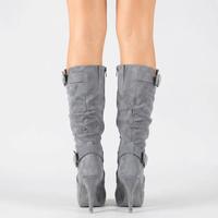 Botte haute gris Daim Femme - Santiags élégantes aux boucles modernes 3