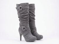 Botte haute gris Daim Femme - Santiags élégantes aux boucles modernes 1