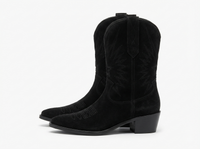 Santiag mi-haute noir Daim Synthétique Femme - Bling-bling avec broderies géométriques élégantes 2
