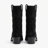 Santiag mi-haute noir Daim Synthétique Femme - Bling-bling avec broderies géométriques élégantes 6