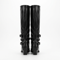 Santiag haute noir Simili Cuir Femme - Bout pointu avec boucles élégantes 5